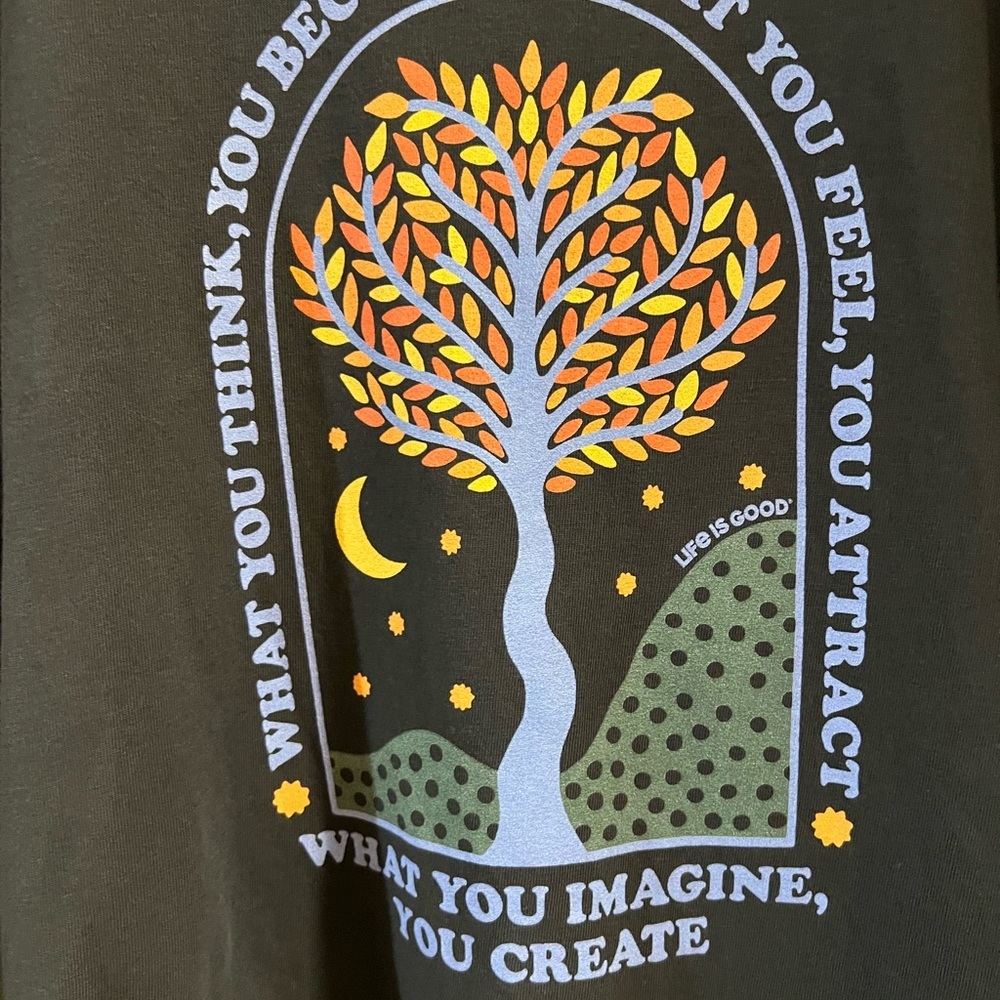Life Is Good Black Women's Tee “What You Think You Become” Small #032 - Picture 4 of 5